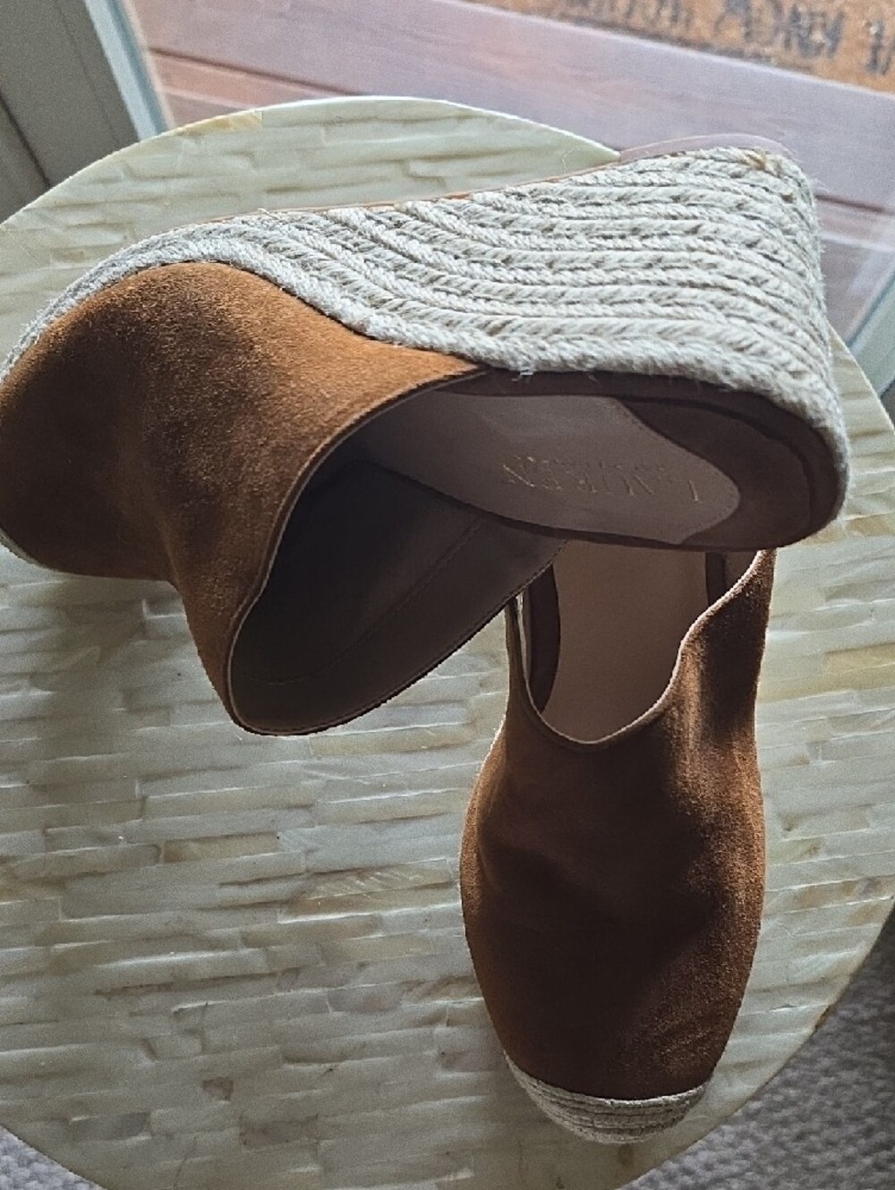 Lauren Ralph Lauren Brown Suede Espadrille Mule - Picture 5 of 9
